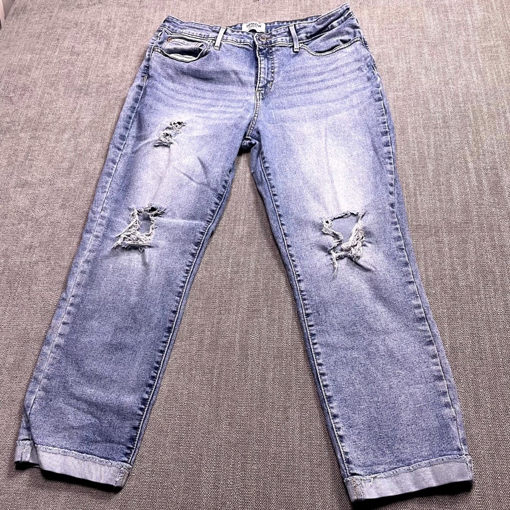 Denizen From Levis Mid Rise Boyfriend Jeans Womens 18/34 Blue Cotton Distressed